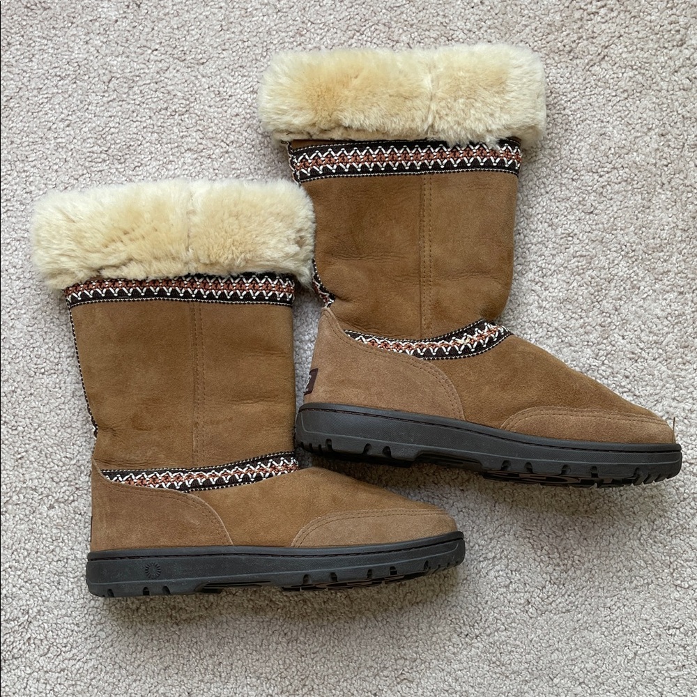 UGG Tan Suede Winter Boots with Cream Lining